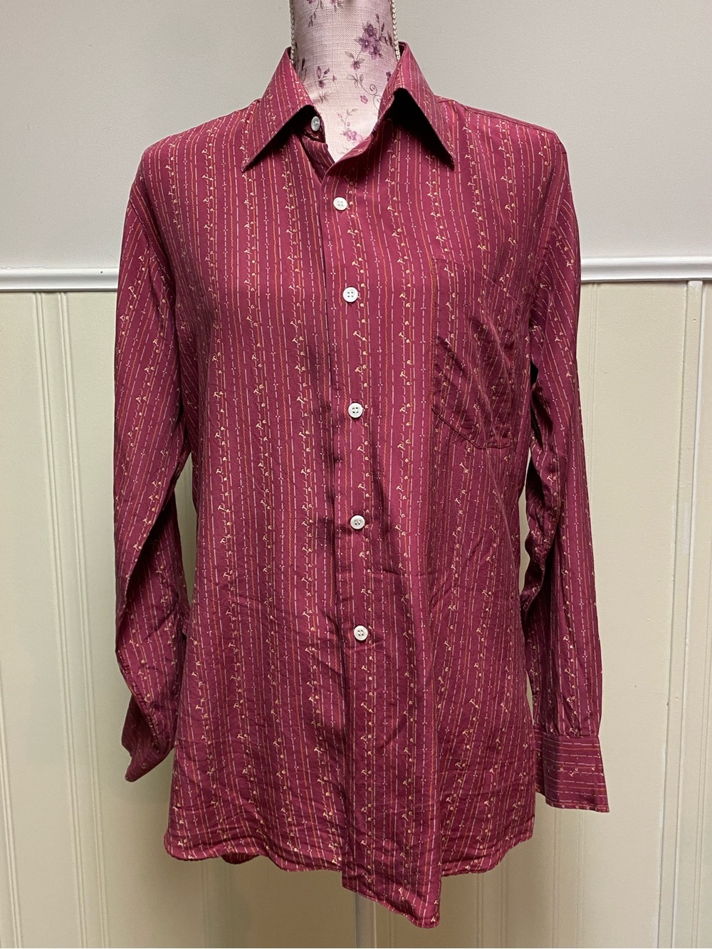 100% PURE SILK Button Down Shirt Hi Lo Hem